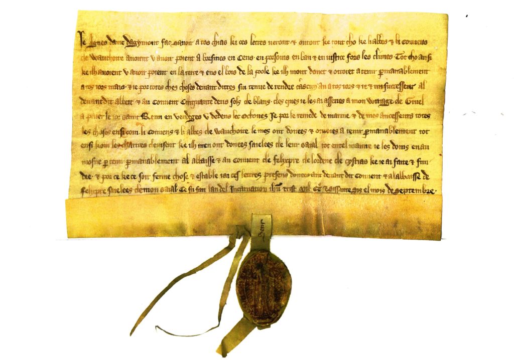 Sigillan Agnès, dame d’Agimont-(1266) S 8449+ parchemin